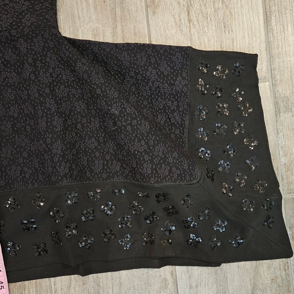 Opening Ceremony Midi Dress Womens L Sequin Handkerchief Hem Black LS NEW FLAW - Picture 6 of 14